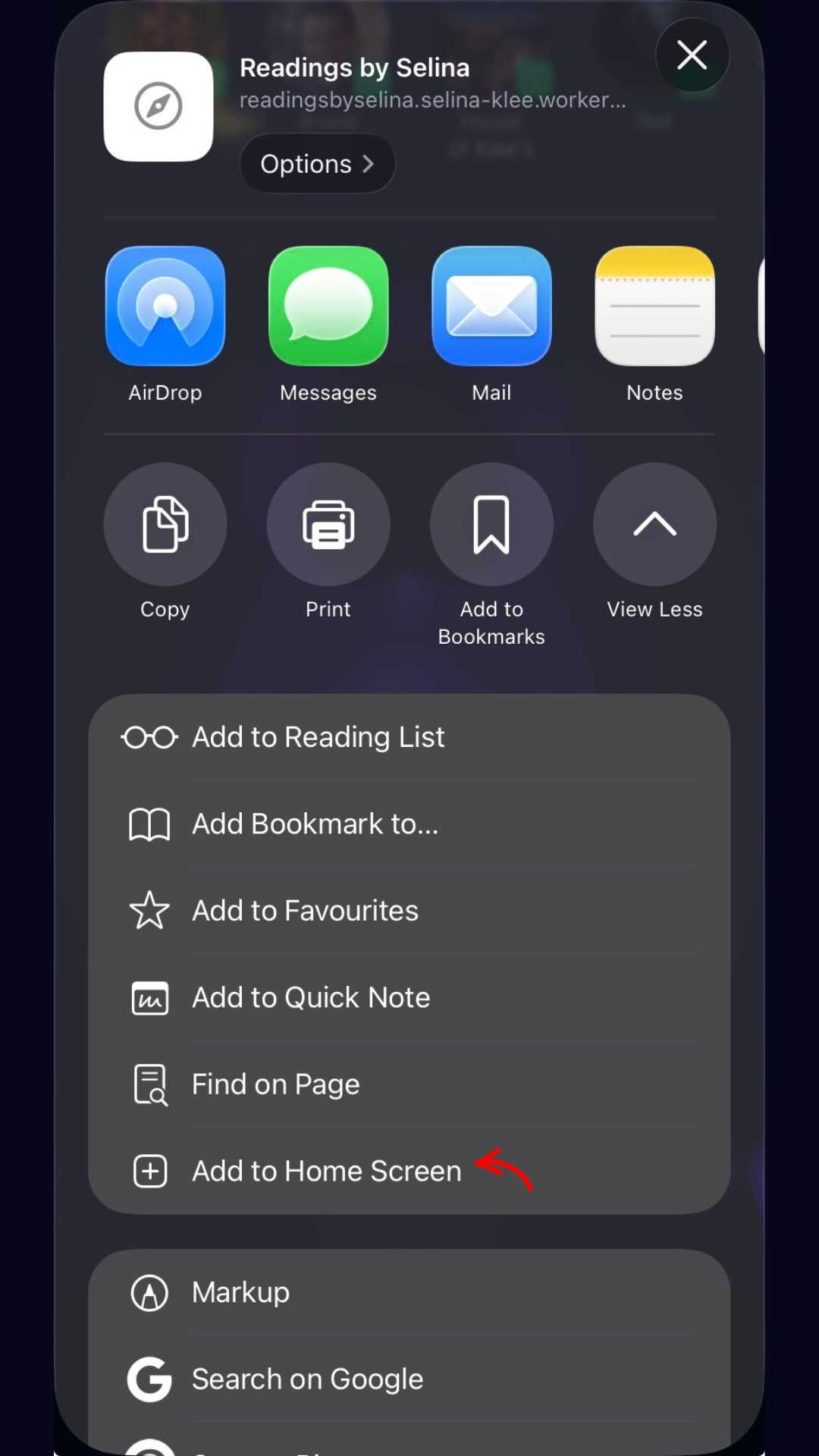 Tap Add to Home Screen